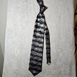 VTG Carlo Palazzi 100% Italian Silk Tie Grey Black Silver Abstract Camo Pattern